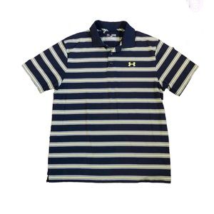 Under Armour HeatGear Navy Striped Polo Sz XL